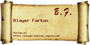 Blayer Farkas névjegykártya